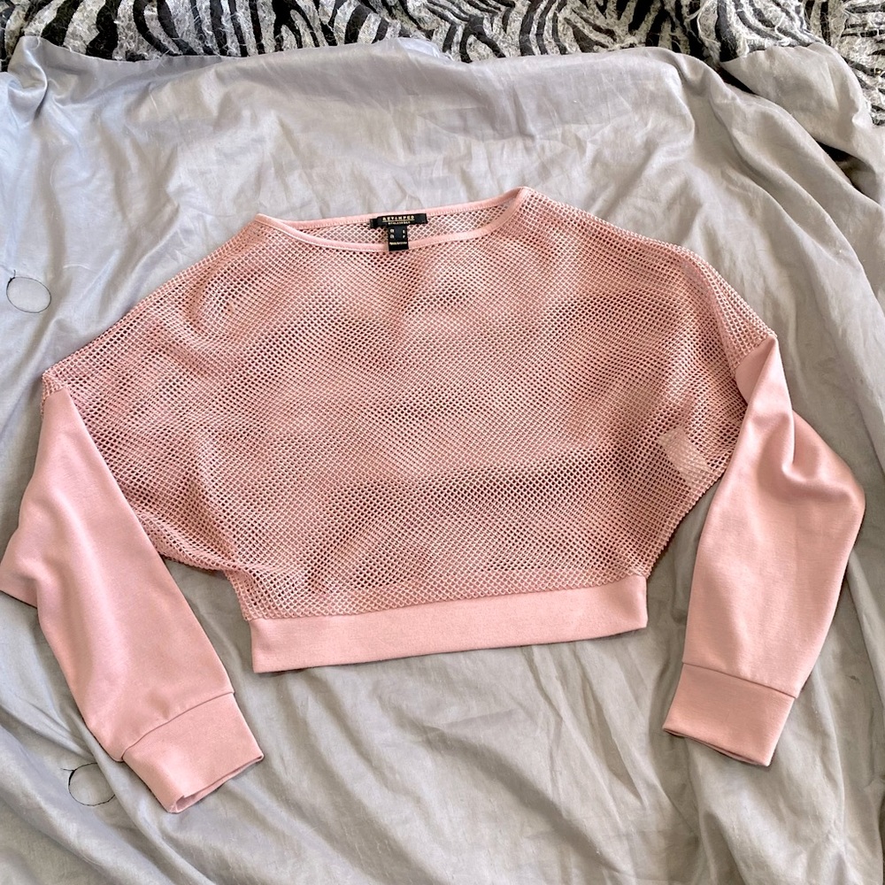 Women’s Dusty Pink Mesh Crop Sweater
